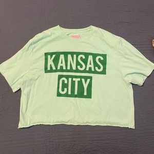 Pink Dinosaur Kansas City Crop Tee